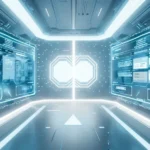 Futuristic Digital Interface Showing Two Advanced Web Platforms Side By Side, Symbolizing The Comparison Between Wordpress And Wix.