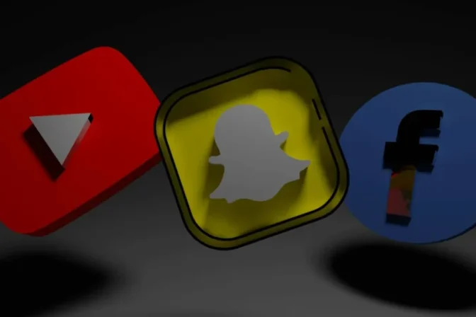 Digital Marketing Visual With 3D Icons Of Major Social Media Platforms Representing Online Engagement And Brand Growth