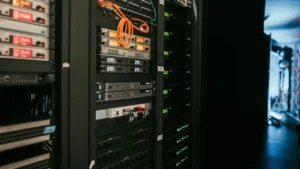 Server Rack With Networking And Hardware Equipment Supporting Small Business It Infrastructure