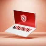 Laptop Screen Showing Ransomware Warning Symbol Representing Cybersecurity Risks For Small Businesses
