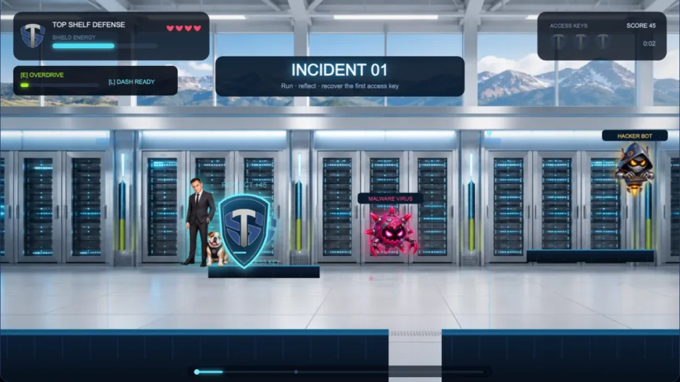 Actual Shield Protocol gameplay: reflect attacks from malware and hacker bots